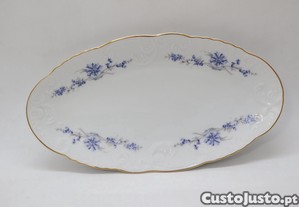 Azeitoneira Branco Moldado Flor Azul e Cinza Vista Alegre 1980