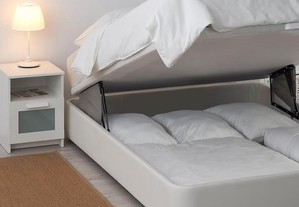 KVITSÖY IKEA - cama estofada c/arrumação, Bomstad branco, 140x200 cm
