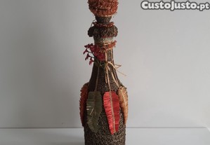 Retro Vintage Antiga Garrafa Vidro c/ Decoração Artesanal