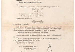Enunciado de exame - Matemática (1952)