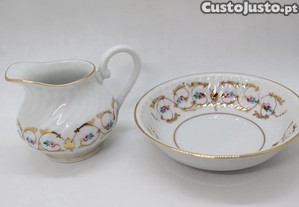 Leiteira e Taça EMA Vista Alegre Decoração Sagres Pintado à Mão