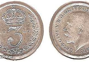 Grã-Bretanha - 3 Pence 1919 - soberba prata