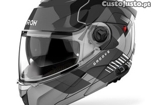Capacete AIROH Specktre Groove Cinza Brilho M + SENA SF2 (NOVO)