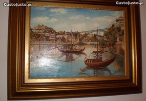quadro pintado a óleo da ponte D. LUÍS