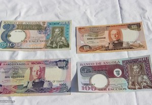 4 notas de angola 1000$00 e de 100$00