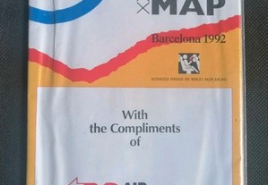 Mapas XXV Jogos Olímpicos realizados em Barcelona em 1992, com os apoios da TAP e COCA COLA
