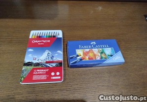 Conjunto de Laps de cor Aquarelle Caran D'Ache + Pastel a leo permanente Faber-Castell.