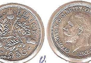Grã-Bretanha - 3 Pence 1936 - soberba prata