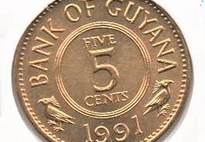 Guiana - 5 Cents 1991 - soberba