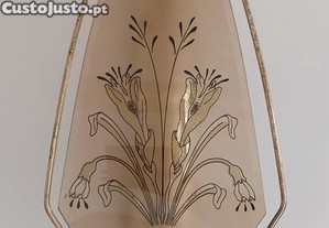 Arandela / Aplique de parede em vidro e metal com desenho floral Art D�co