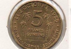 Guiné-Conakry - 5 Francs 1959 - soberba