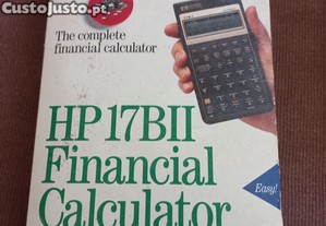 Calculadora HP 17 B II a funcionar, com caixa, manual e bolsa em pele.
