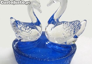 Estatueta vintage de cisnes em cristal RCR 24%, It�lia