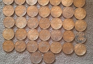 Lote de moedas de 50 centavos portuguesas