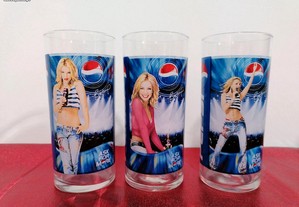Conjunto de 3 copos da Pepsi da Britney Spears