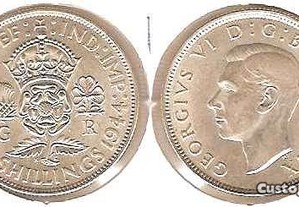 Grã-Bretanha - 2 Shillings 1944 - soberba prata