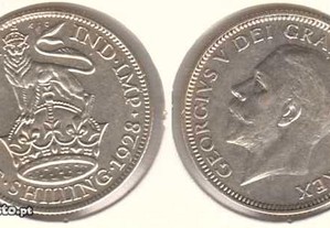 Grã-Bretanha - 1 Shilling 1928 - soberba prata