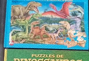 3 Livros / Puzzles Dinossauros Impecáveis