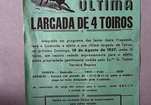 Programa de tourada bullfight Santarém 1957