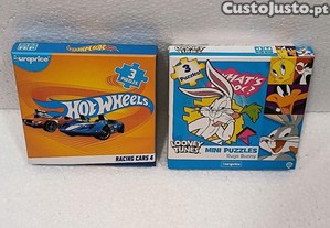 Conjunto de 2 Puzzles Infantis Europrice Hot Wheels e Looney Tunes 3+