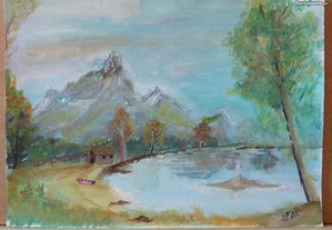Pintura a aguarela "A montanha"