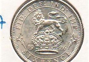 Grã-Bretanha - 6 Pence 1926 - soberba prata