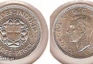 Grã Bretanha - 3 Pence 1941 - soberba prata