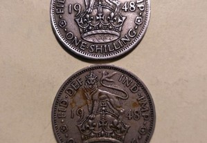Moedas de 1 Shilling 1948 Inglaterra