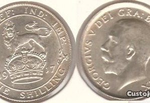 Grã-Bretanha - 1 Shilling 1917 - soberba prata