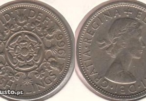Grã-Bretanha - 2 Shillings 1966 - soberba
