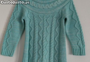 Vestido em malha, turquesa, manga comprida, 3/4 anos C&A