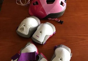 capacete e proteções de patins tamanho xs