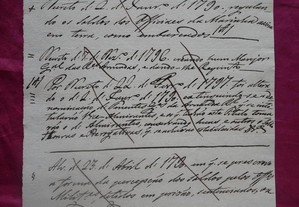 Documento manuscrito do século XVIII relativo aos soldos dos Oficiais da Armada