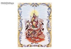 NOVO Painel Azulejos Nossa Senhora do Carmo 45x30cm Quadro Imagem da Santa