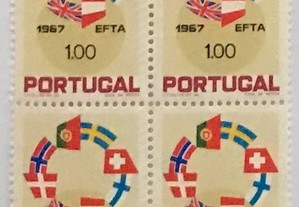 Quadras de selos novos de 1$00 - EFTA - 1967