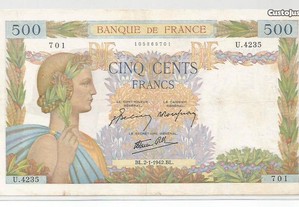 Espadim - Nota de 500 Francos de 1942 - França 35