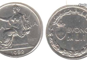 Itália (Reino) - 1 Lira 1922 - soberba