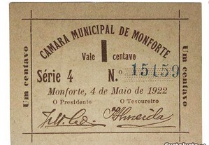 Cédula Monforte 1 Centavo 1922