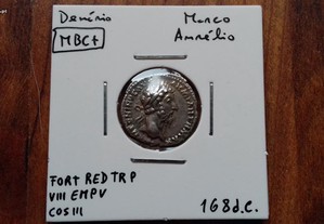 Moeda Denário de Marco Aurélio 168d.c.