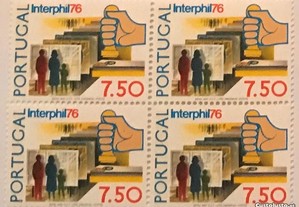 Quadra de selos novos de 7$50 INTERPHIL76 - 1976