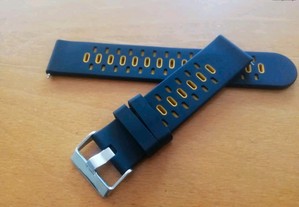 Bracelete 22mm em silicone (Novo) preto e laranja