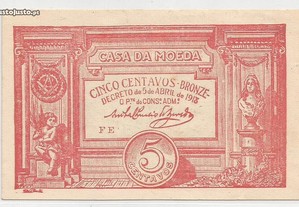 Espadim - Cédula de 5 Centavos de 1918 - FE