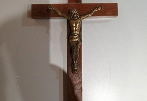 cruz pequena antiga , em madeira e metal