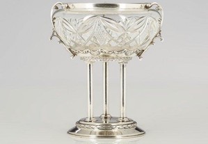 Centro de mesa/floreira em cristal e prata portuguesa