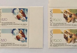 2 quadras selos 750 aniv. morte Sto. António 1981