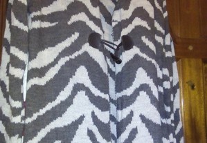 casaco de malha desenh zebra verd escuro e crem xl