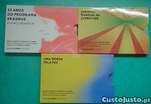 703 - Euro: 3 Proof's de 2,00  Erasmus, JMJ e Paz, por 65,00 final