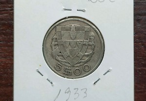 Moeda de 5$00 prata de 1933