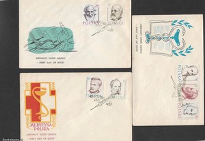 3 envelopes do 1º dia. Polónia 1957