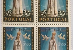 Quadra selos novos de 3$50 - Fatima - 1967